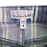 Loft Women Blue/White  Striped Denim Skirt Button Closure Size 4 