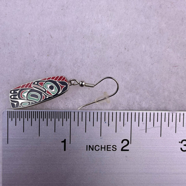 Greg Homer Women Red & Black Enamel Dangle Earrings