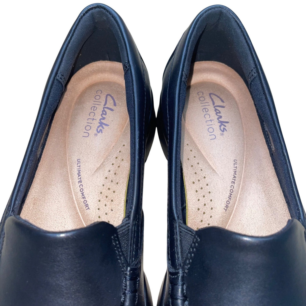 Clarks Women’s Black Leather Wide Fit Cushioned Ellowyn Lux Loafers Size 7.5