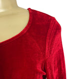 Pajamagram Womens Red Velour Long Sleeve Top S Soft Elegant Comfortable New