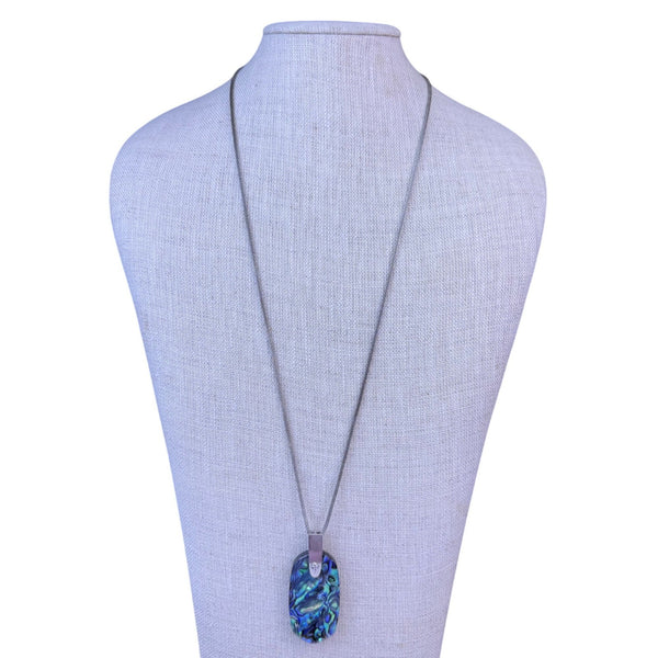 Kendra Scott Womens Silver Tone Necklace With Abalone Shell Pendant
