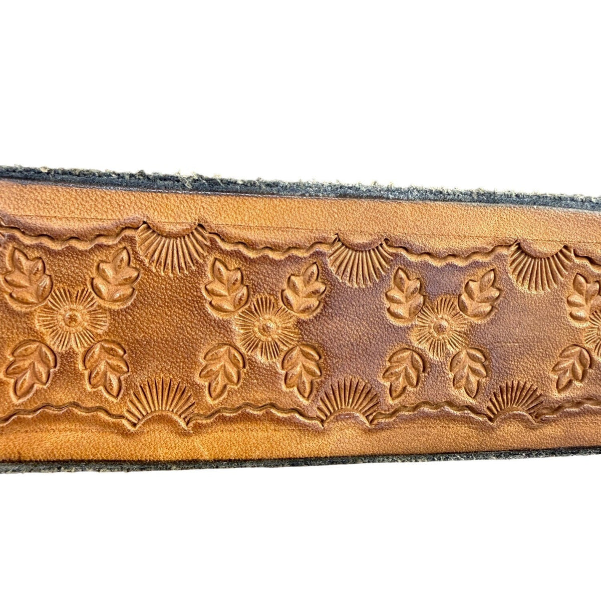 Hand Tooled Don Hewitt Mens Tan Leather Western Belt Cowboy Horse Buckle