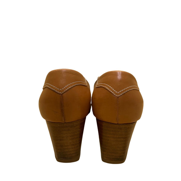 Fratelli Rossetti Women’s Tan Leather Tassel Detail Heeled Loafers Size 7.5