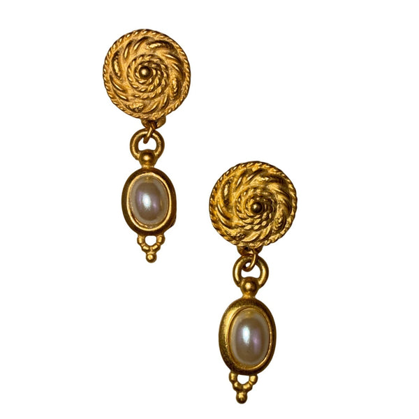 Catherine Stein Womens Gold Tone Faux Pearl Dangle Earrings Elegant Style