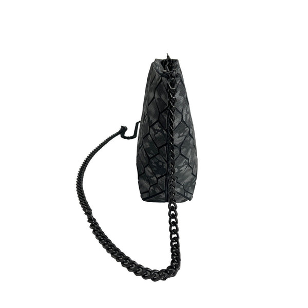 Patrizia Luca Women's Black Geo Tile & Chain Strap Shoulder Crossbody Bag Sz S