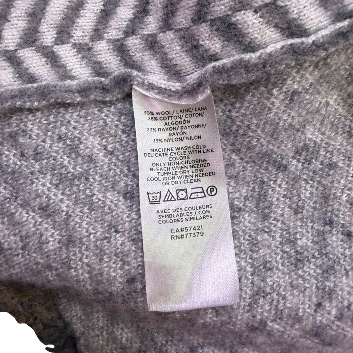 Ann Taylor Womens Gray Chevron Wool Blend Open Front Cardigan Sweater Size SP