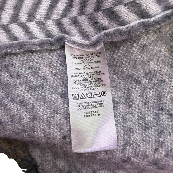 Ann Taylor Womens Gray Chevron Wool Blend Open Front Cardigan Sweater Size SP