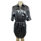 BCBG Maxazria Women’s Grey Button Down Knee Length Shirt-Dress Sz S