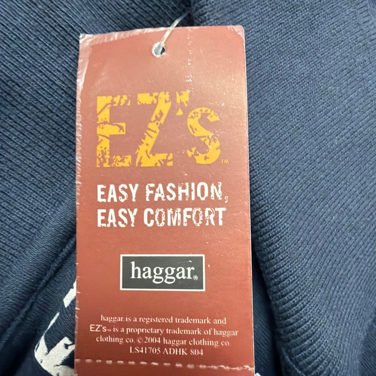 EZs Haggar Mens Navy Polo Shirt Comfortable Short Sleeve Durable Sz L