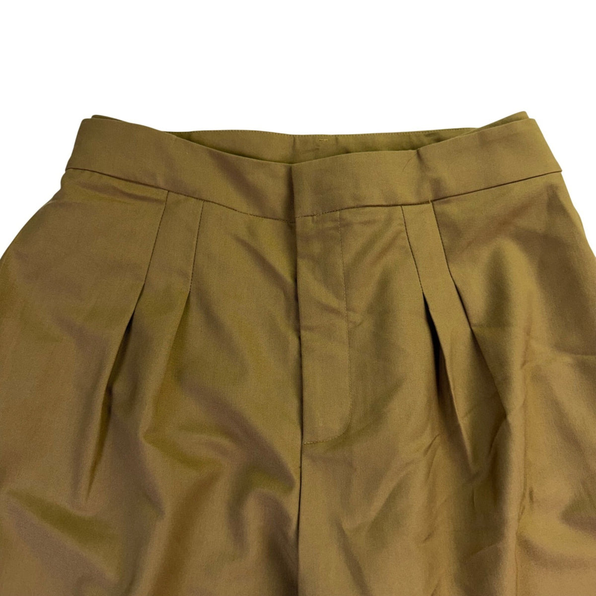 Commense Womens Khaki Wide-Leg Pleated High-Waist Trousers Size M
