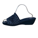 Aerosoles Women’s Gray Leopard Print Fabric Open-Toe Wedge Sandals Size 10M