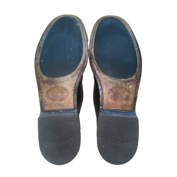 H.S Trask Mens Black & Brown Leather Slip-On Tassel Classic Loafers Size 12N