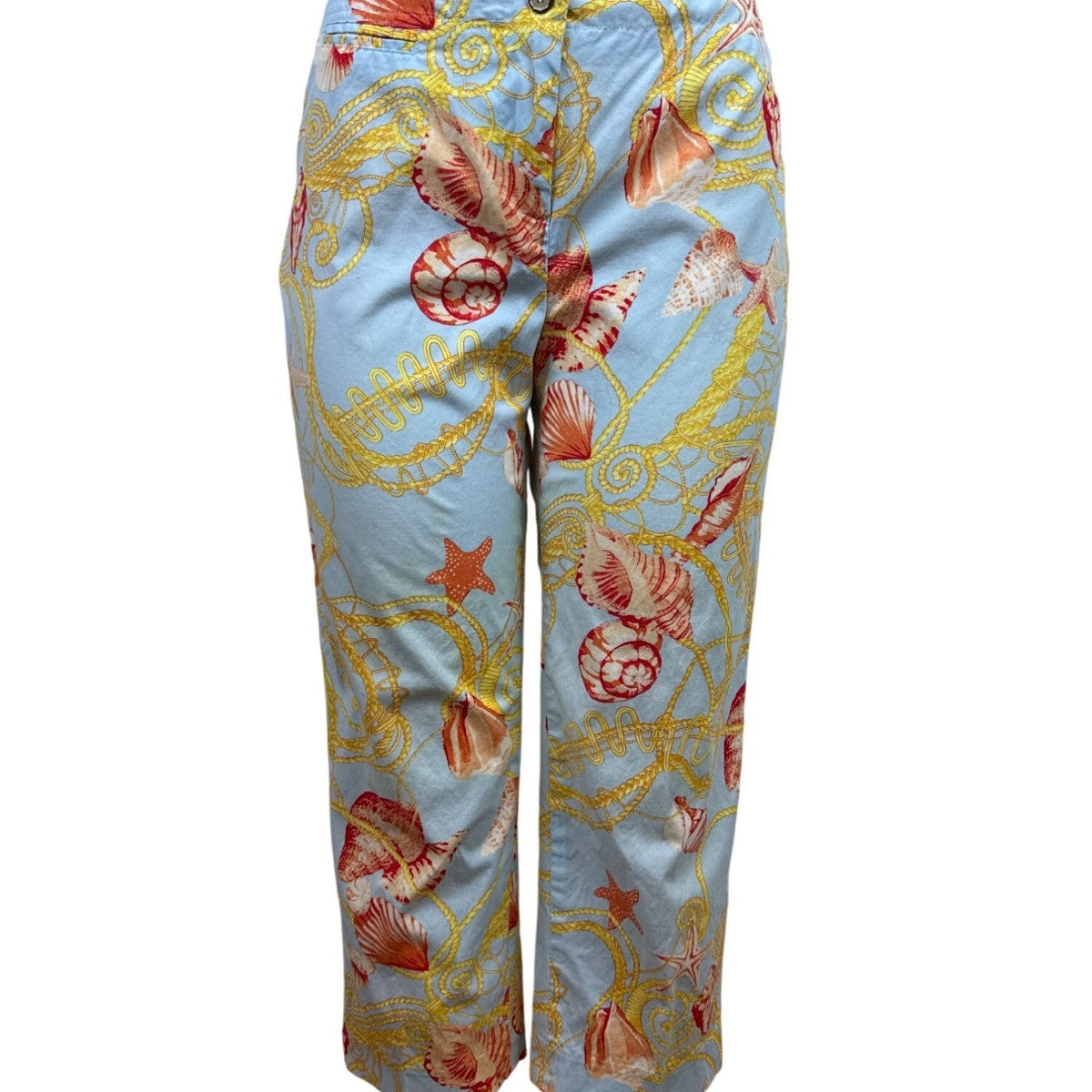 J.McLaughlin Womens Capri Pants Size 8 Seashell Print Button Closure