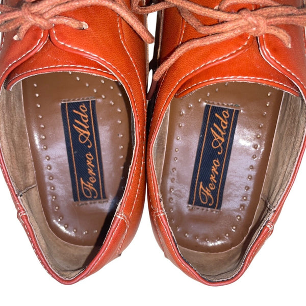 Ferro Aldo Men’s Cognac Leather Lined Lace Up Oxford Dress Shoes Size 7