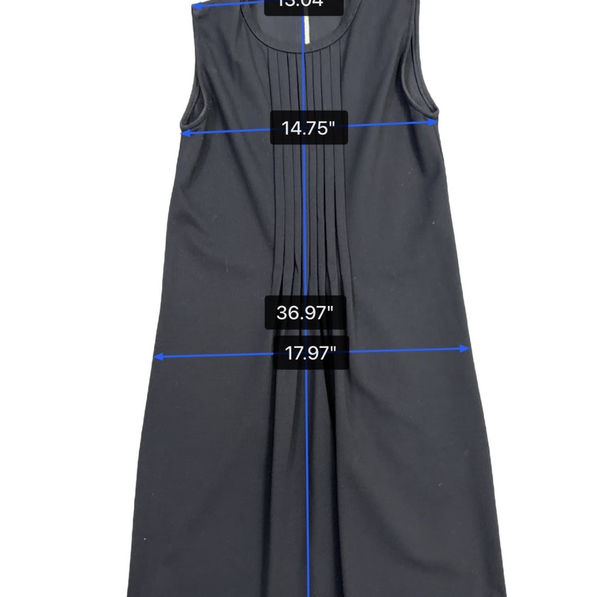 Piazza Sempione Womens Black Sleeveless Pleated A-Line Dress Made In Italy Sz L