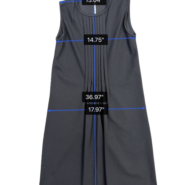 Piazza Sempione Womens Black Sleeveless Pleated A-Line Dress Made In Italy Sz L