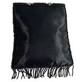Handcrafted Women's Black Beaded Flowers Pattern Handbag Clutch Sz S