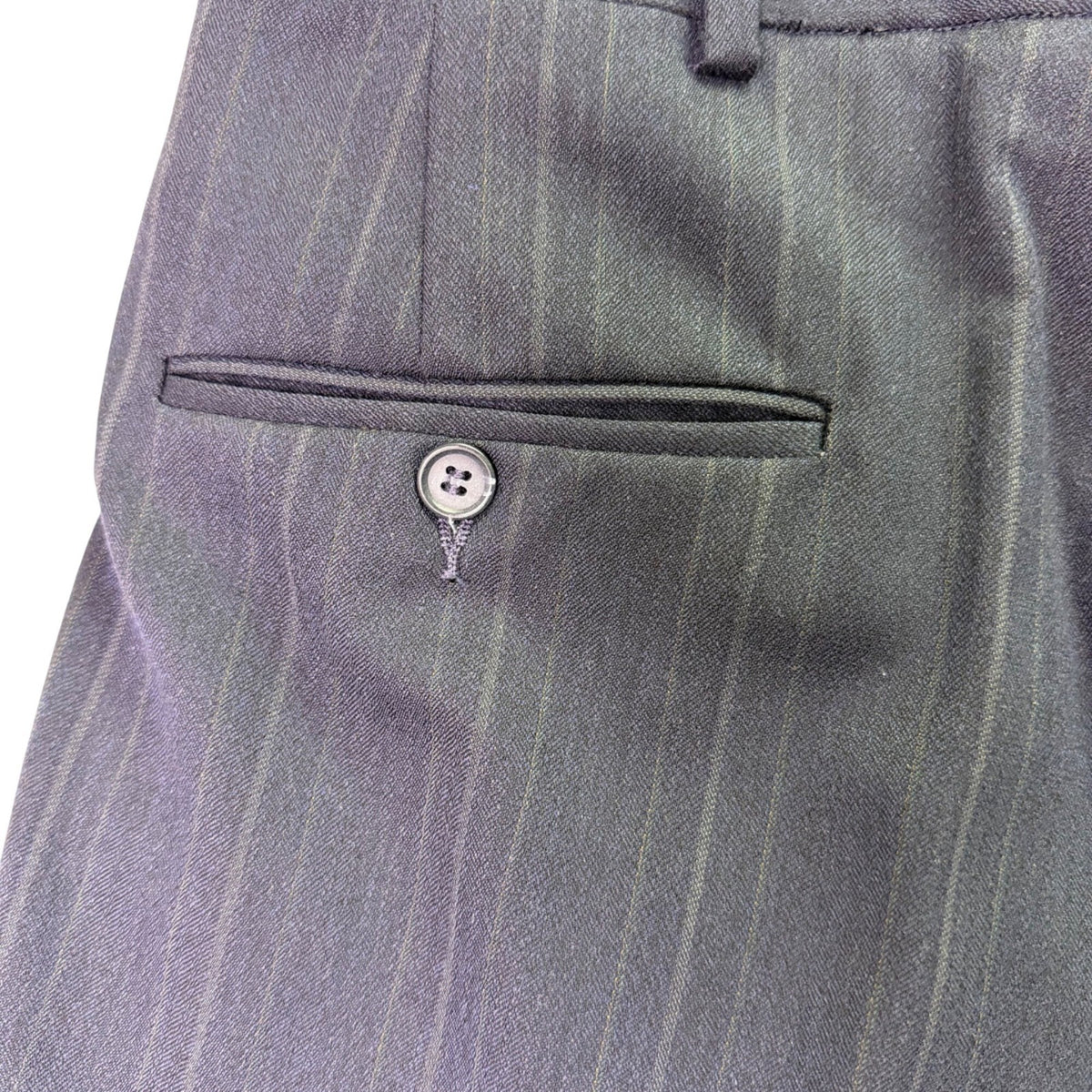 Christian Mens Navy Virgin Wool Pinstripe Suit Jacket & Pants Two Piece Set