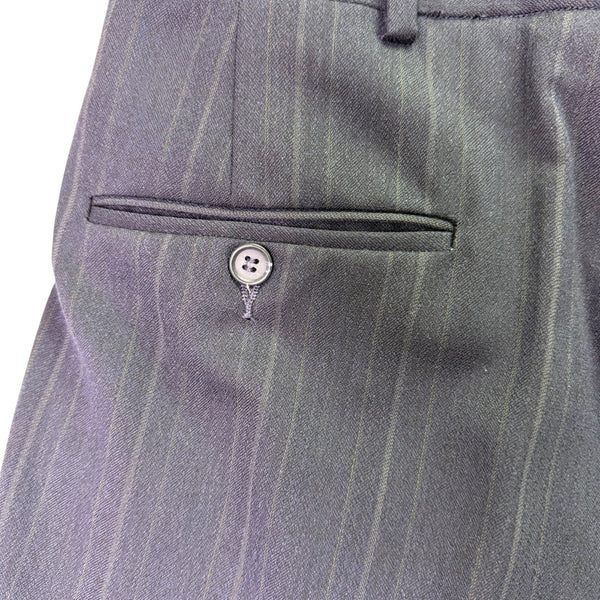 Christian Mens Navy Virgin Wool Pinstripe Suit Jacket & Pants Two Piece Set