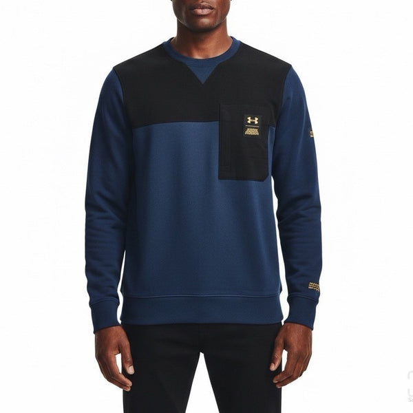 Under Armour Mens Blue & Black Colorblock SweatshirtLong Sleeve Loose Fit Sz S