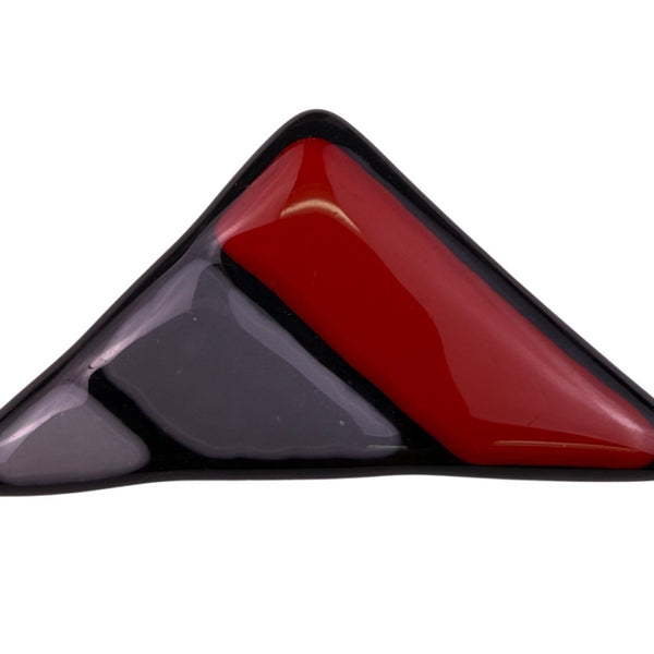 Brooch Pasins Womens Futuristic Red/Black Resin Geometric Triangle