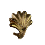 Trifari Gold Tone Textured Leaf Brooch Pin Polished Vintage Jewelry Signed