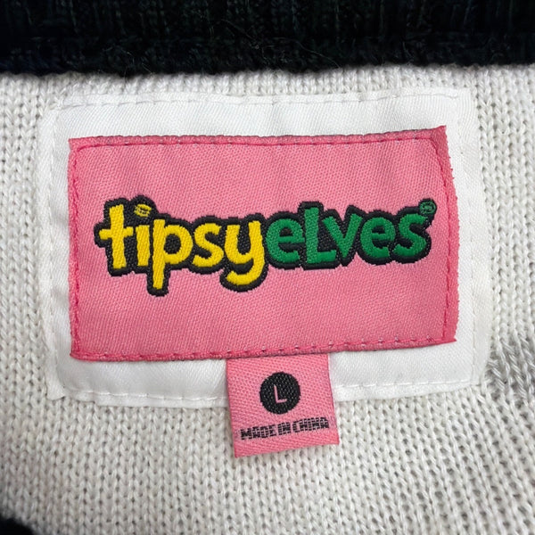 Tipsy Elves Unisex Gray Flamingo Christmas Sweater Festive Seasonal Knit Sz L