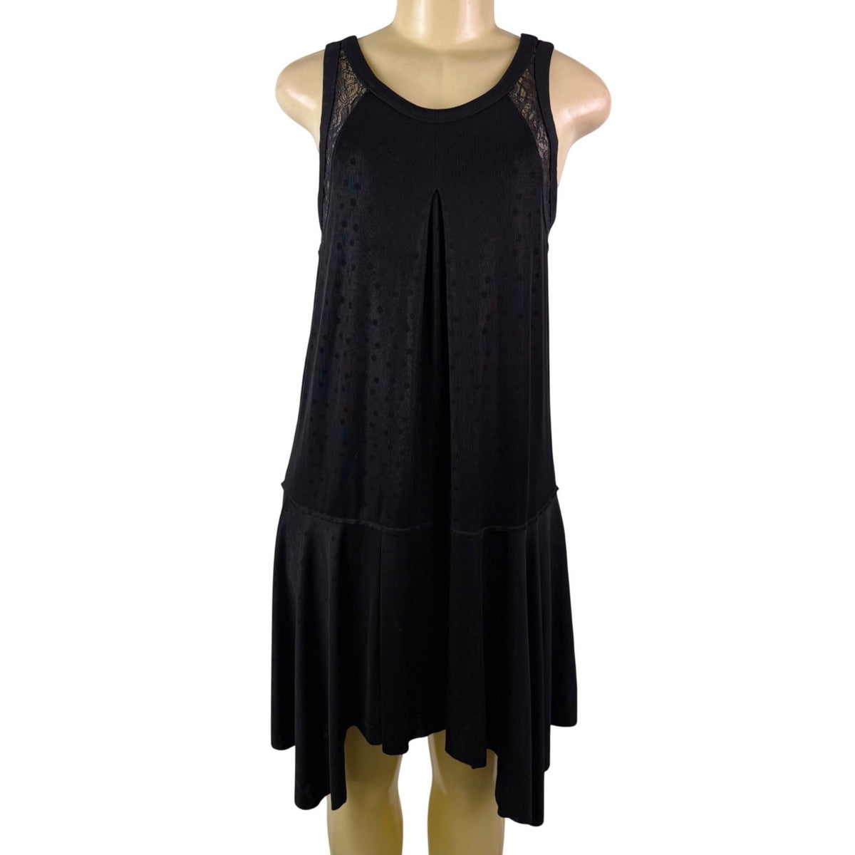 Free People Womens Black Sleeveless Drop Waist Dress Flared Hem Sz S