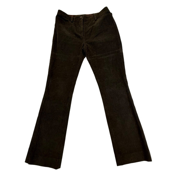 D&G Women’s Brown Cotton Corduroy Flared Pants Button Pockets Italy