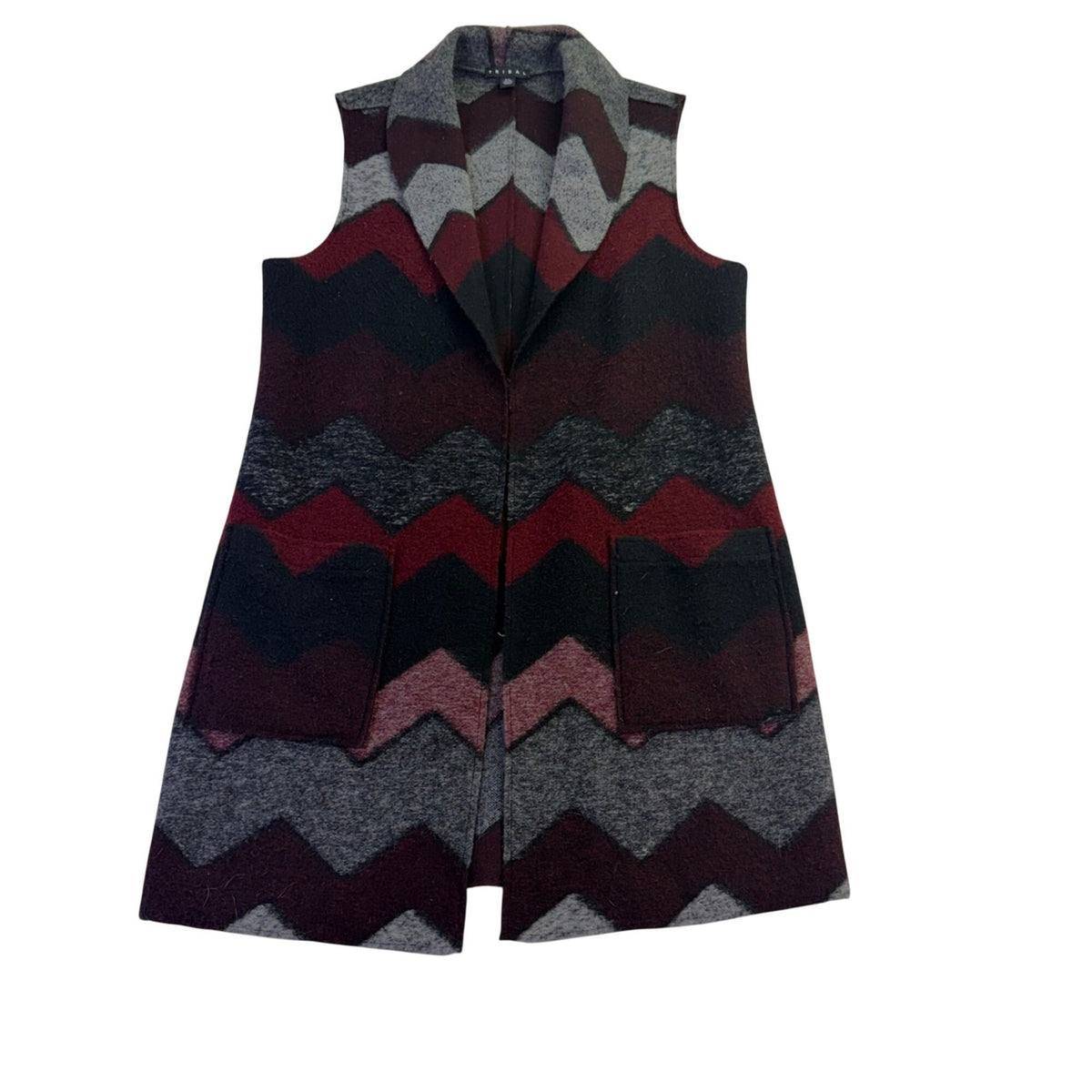 Tribal Womens Multicolor Wool Blend Sleeveless Chevron Vest  Chic Pattern Sz P/S