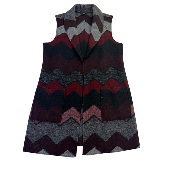 Tribal Womens Multicolor Wool Blend Sleeveless Chevron Vest  Chic Pattern Sz P/S