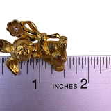 Avon Womens Gold Tone Bunny Rabbit Brooch With Flower Pin Vintage 1990