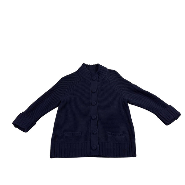 Chicos Womens Navy Cotton Button-Front Knit Cardigan Sweater Size 2