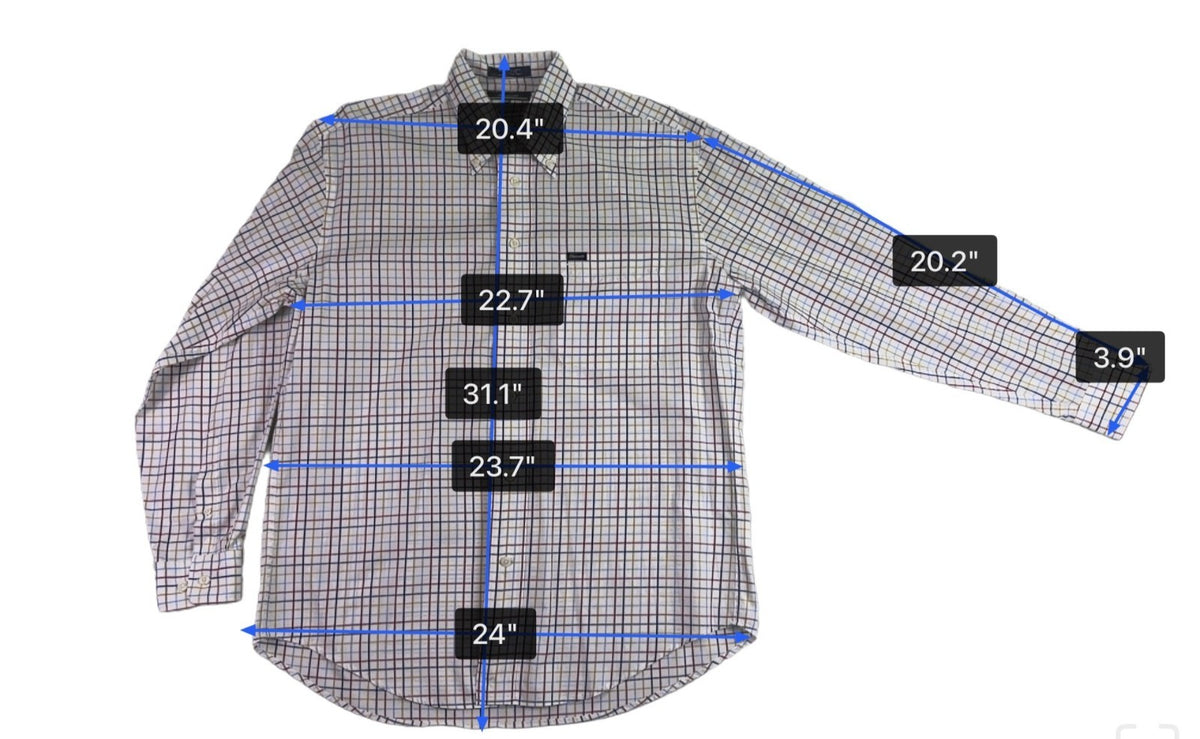 Faconnable Mens Multi-Color Cotton Plaid Button-Up Shirt Size M
