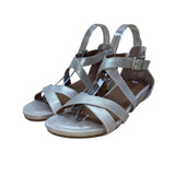 Comfortiva Women’s Gold Leather Adjustable Strap Pillowtop Sandals Size 8M