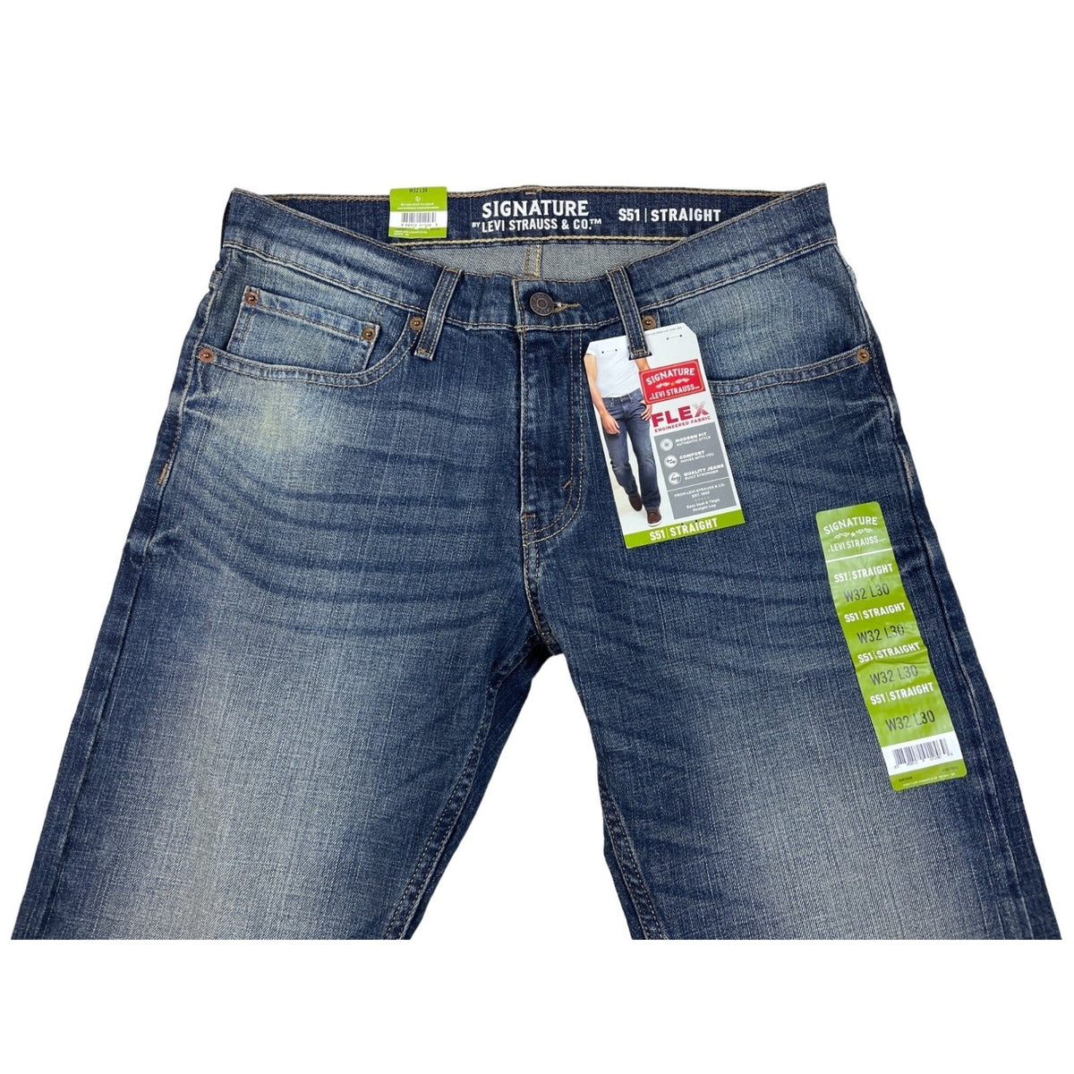 Signature by Levi Men's Flex Straight Blue Jeans Sz 32X30 - NWT