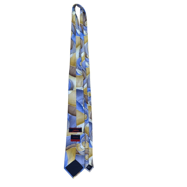 J. Garcia Mens Multicolor Silk Necktie Snail Garden Pattern