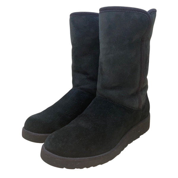 UGG Women’s Black Suede Mid-Calf Slip-On Winter Boots Size 8.5