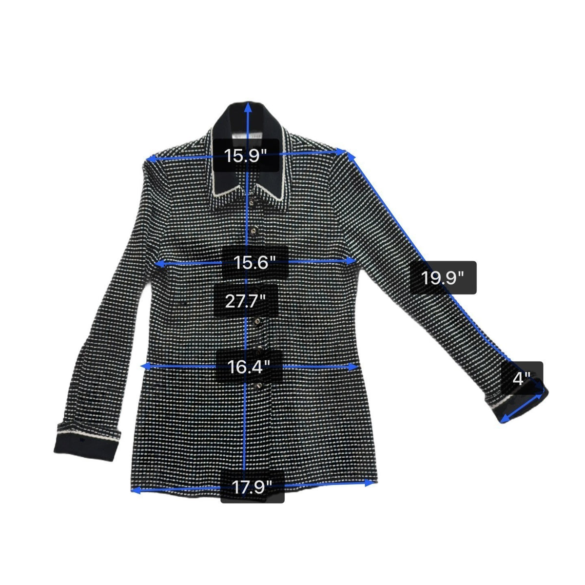 St. John Womens Black Knit Jacket & Skirt Set White Dotted Pattern Size  4 & 6