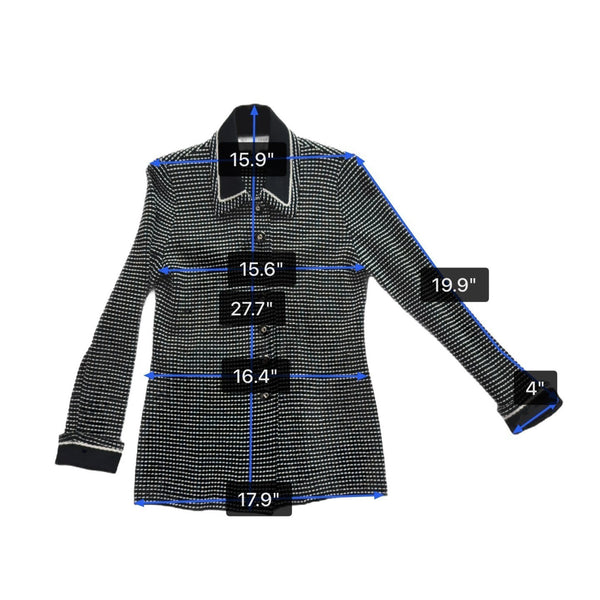 St. John Womens Black Knit Jacket & Skirt Set White Dotted Pattern Size  4 & 6