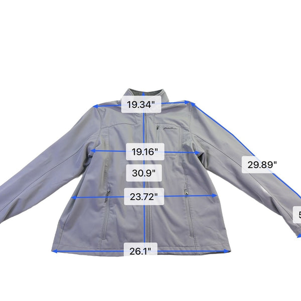Eddie Bauer Mens Gray Fleece-Lined Softshell Jacket Lightweight Design Sz TXL