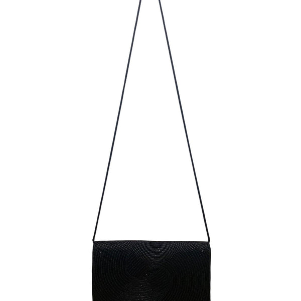 Lord + Taylor Women’s Black Beaded Spiral Detail Shoulder Strap Evening Clutch