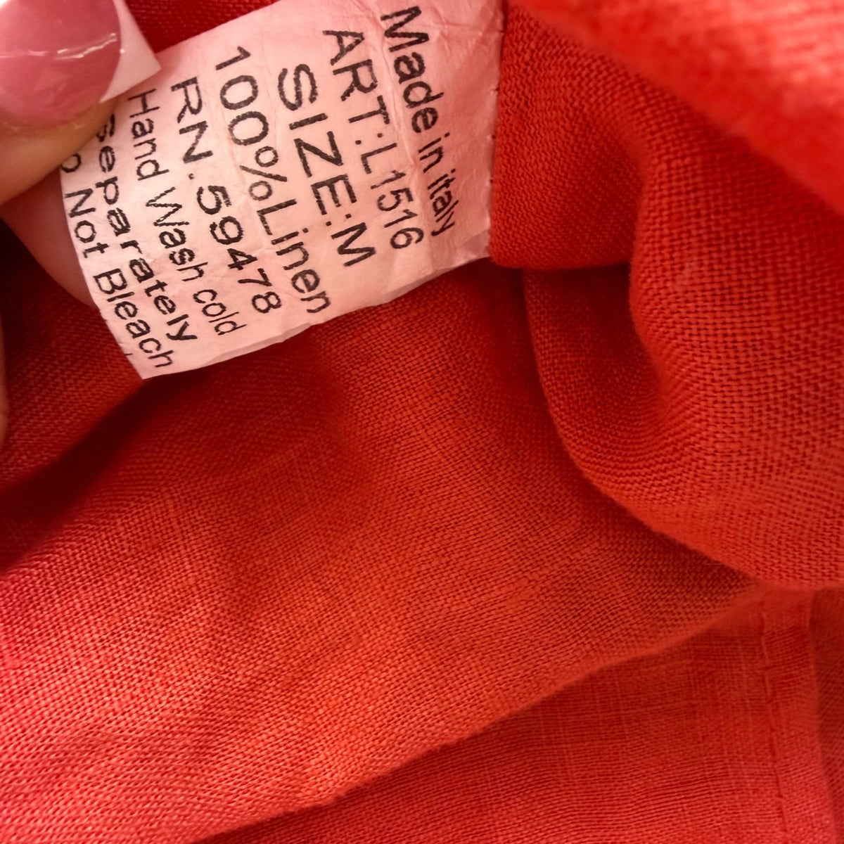 Puro Lino Womens Orange Linen Sleeveless Halter Maxi Dress With Tie Size M