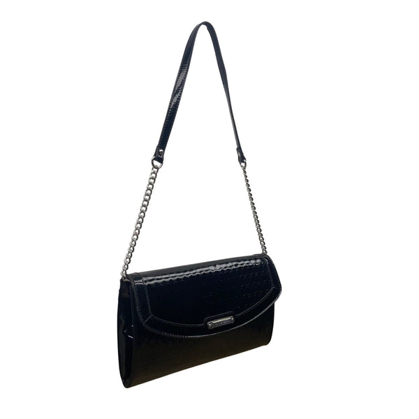 Nine West Women’s Black Patent Leather With Shoulder Chain Strap Clutch
