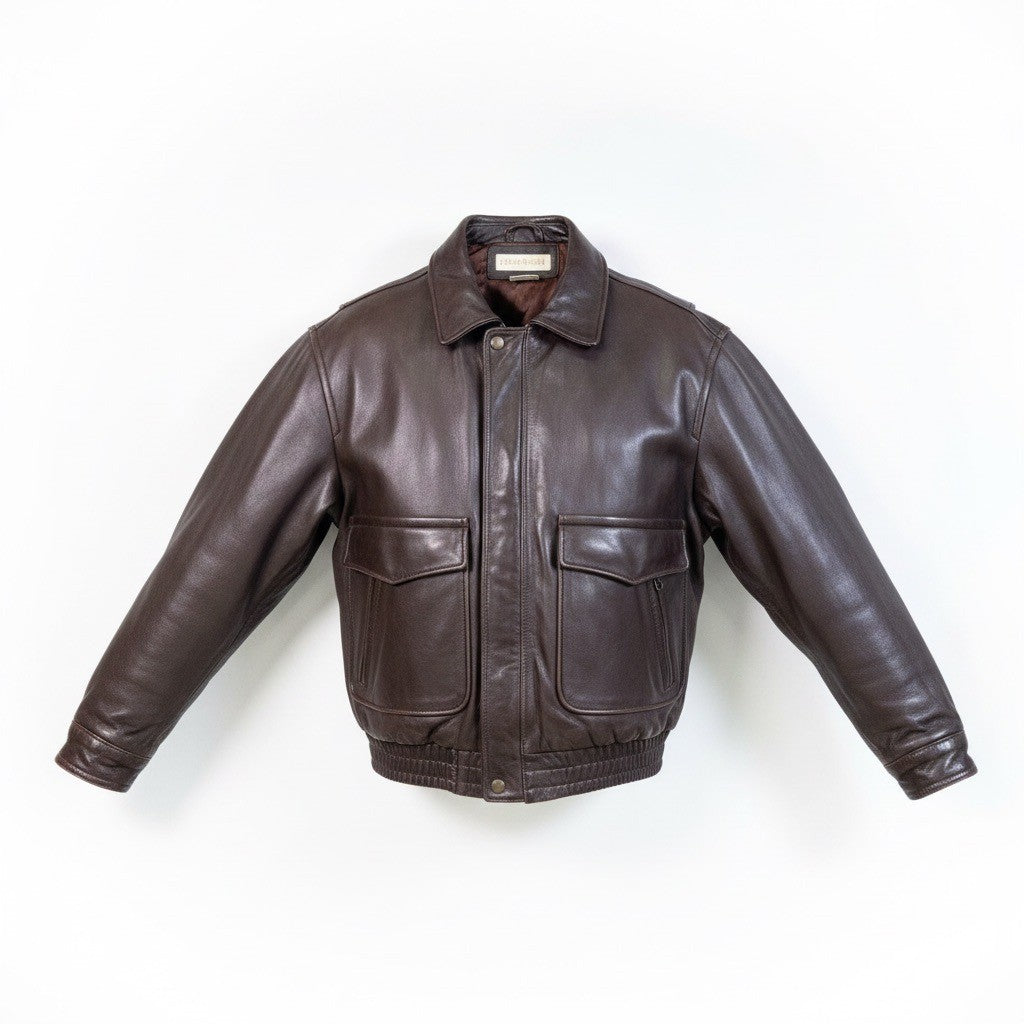 Banana Republic Mens Brown Leather Bomber Jacket Vintage Style Durable Size 42