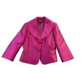 Tahari Womens Fuchsia Satin Blazer Jacket Elegant Structured Design Size 12 