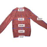 Evan Jrs. Womens Burgundy Cable Knit Sweater Cozy Pullover Winter Size M