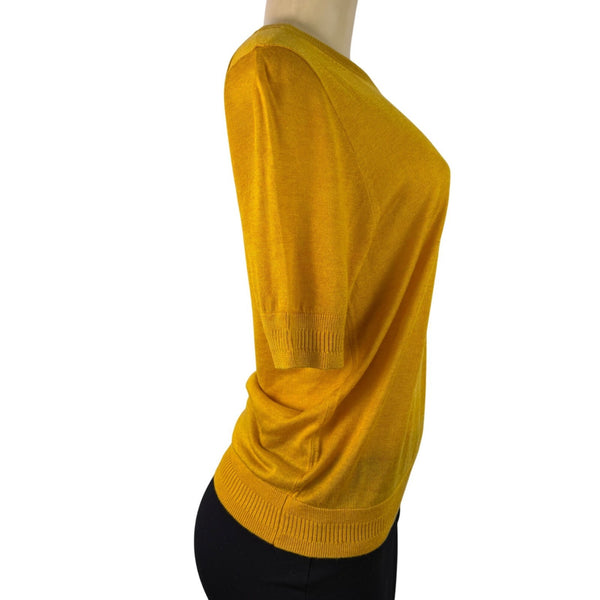 J.Crew Womens Mustard Yellow Lyocell Blend Short Sleeve Sweater Size M