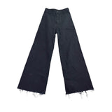 Zara Womens Black Wide Leg Frayed Hem Jeans Casual Style Size 4 