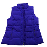 Talbots Womens Purple Puffer Vest Lightweight With Ruffle Zip Front Size L